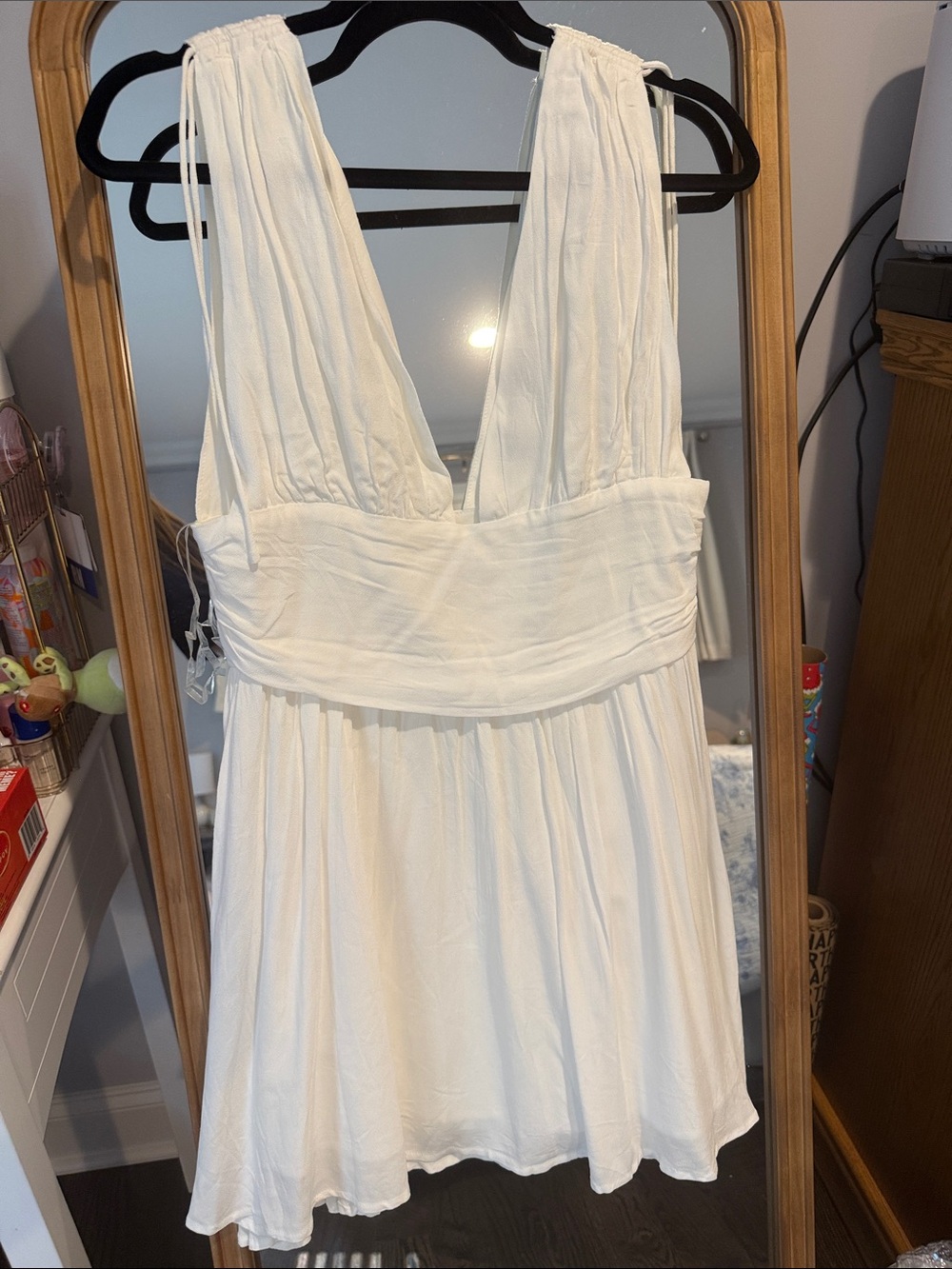 Princess Polly White Deep V Mini Dress